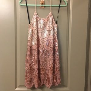 NBD Ombré Beaded / Sequin Halter Cocktail Dress